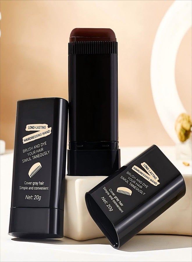 TABOUNTS 2-in-1 Hair Color Stick & Comb, Long-Lasting Waterproof Color,Sweat-Proof, Quick Root Touch-Up, Coloring Tool – For Women & Men (Brownish Black-2PCS) - Image 3